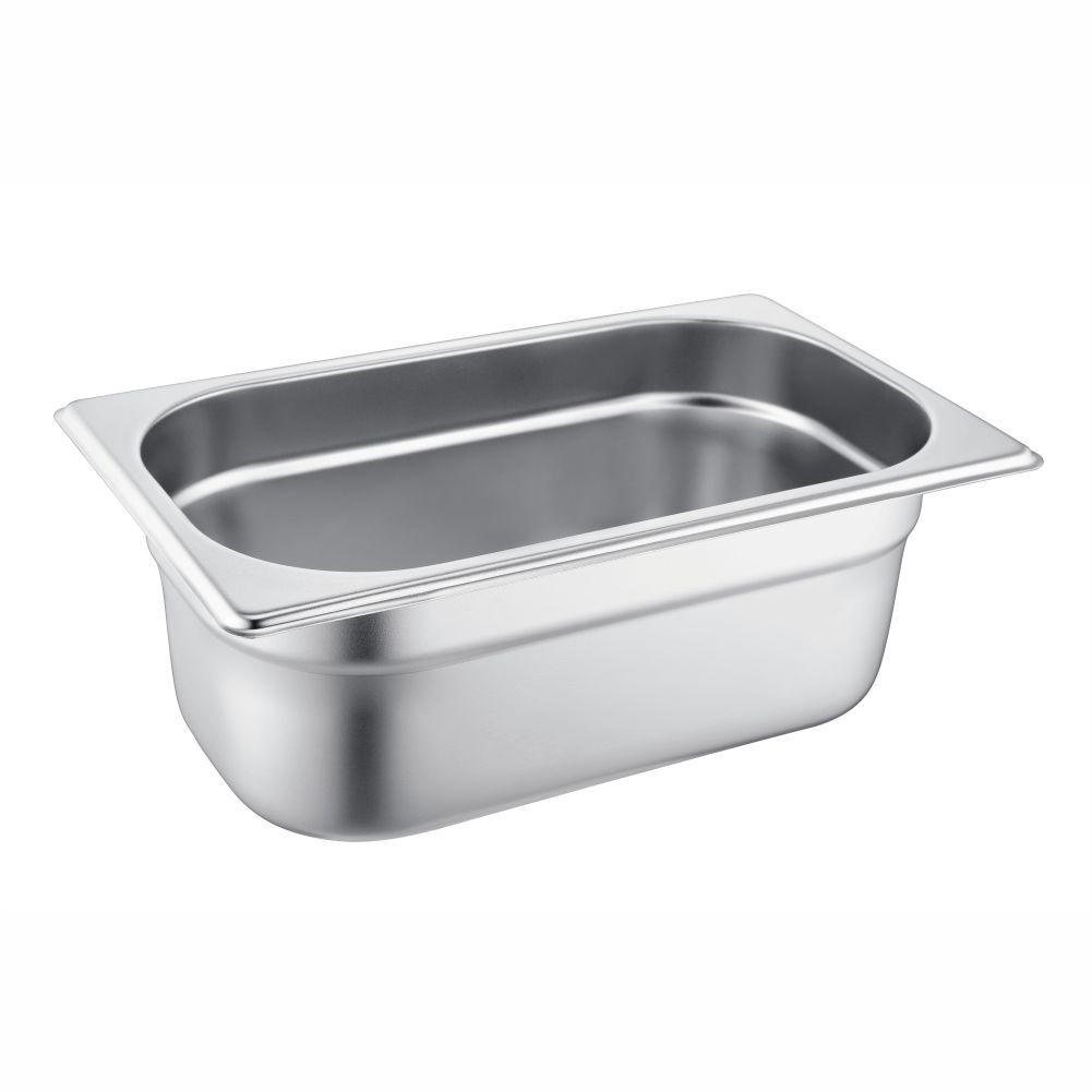 1/4 Size Stainless Steel Gastronorm Pan(C2 Series), anti-jamming, 265x162x100mm, thickness: 0.6mm, 3.0L/3.2u.s.qt