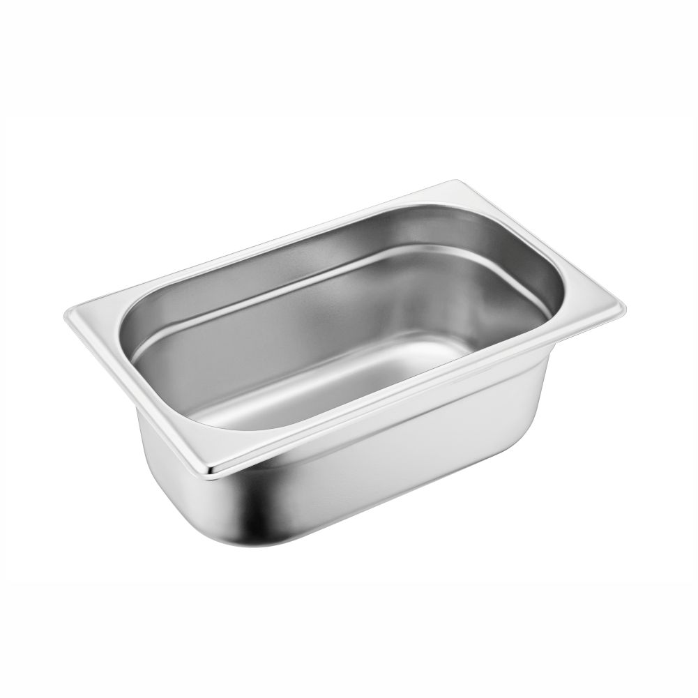 1/4 Size Stainless Steel Gastronorm Pan(M2 Series), anti-jamming, 265x162x100mm, thickness: 0.6mm, 3.0L/3.2u.s.qt