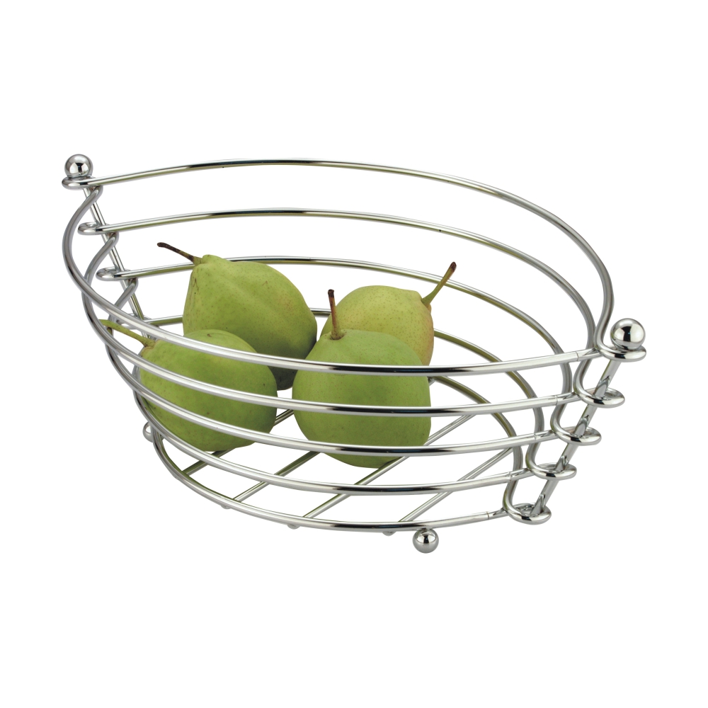 Oval Levivo Fruit Basket made of Chrome-Plated Metal 