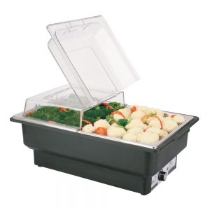 Full Size 13.5L Electric Chafer with Polycarbonate Flip Top Cover (EcoCater Series)-X84187