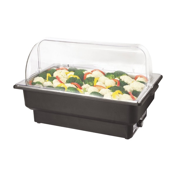 Full Size 13.5L Electric Chafer with Polycarbonte Roll Top Cover (EcoCater Series)-X81187