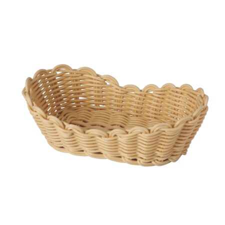 Heavy Duty Polypropylene Rattan Basket, Loaf Shape, 28x17x10cm, Beige (C06 Series)