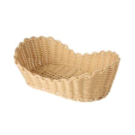 Heavy Duty Polypropylene Rattan Basket, Loaf Shape, 33x20x12cm, Beige (C06 Series)