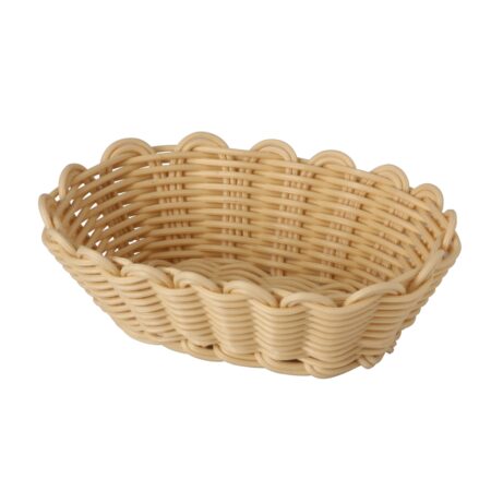 Heavy Duty Polypropylene Rattan Basket, Oval, 20.5x13.5x7cm, Beige (C06 Series)