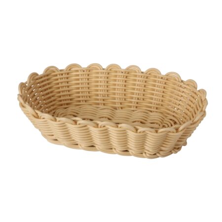 Heavy Duty Polypropylene Rattan Basket, Oval, 26x16.5x7(H)cm, Beige (C06 Series)