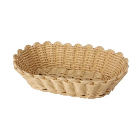 Heavy Duty Polypropylene Rattan Basket, Oval, 28x17x7cm, Beige (C06 Series)