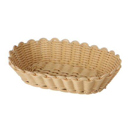 Heavy Duty Polypropylene Rattan Basket, Oval, 30x18.5x7(H)cm, Beige (C06 Series)