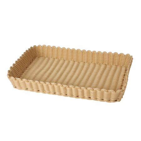 Heavy Duty Polypropylene Rattan Basket, Rectangular, 26.5x10x6(H)cm, Beige (C06 Series)