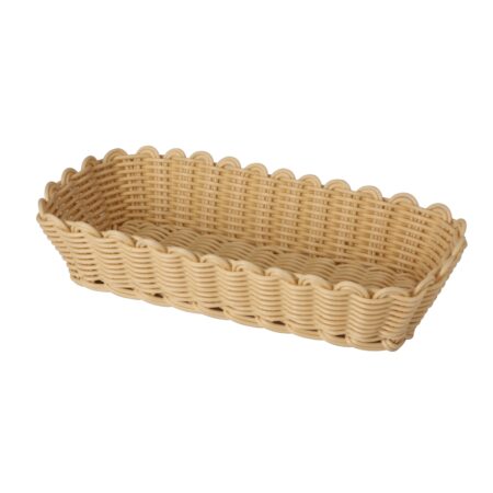 Heavy Duty Polypropylene Rattan Basket, Rectangular, 28.5x20x6cm, Beige (C06 Series)