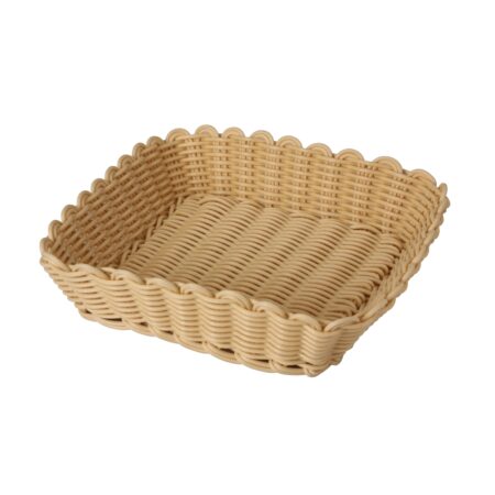 Heavy Duty Polypropylene Rattan Basket, Rectangular, 37x18x6.5(H)cm, Beige (C06 Series)