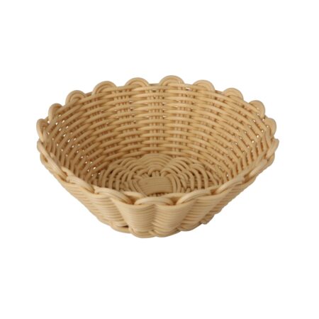 Heavy Duty Polypropylene Rattan Basket, Round, 20x6.5cm, Beige (C06 Series)