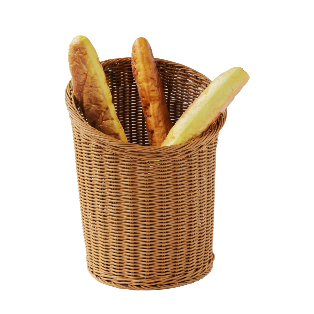 Heavy Duty Polypropylene Rattan Basket, Slanting Shape, dia.32(Top)/dia.26cm(Bottom)x28(H1)/42(H2)cm, Dark Brown (C06 Series)