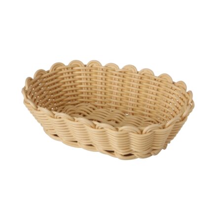 Heavy Duty Polypropylene Rattan Cutlery Basket, Oval, 22.5x15x7cm, Beige (C06 Series)