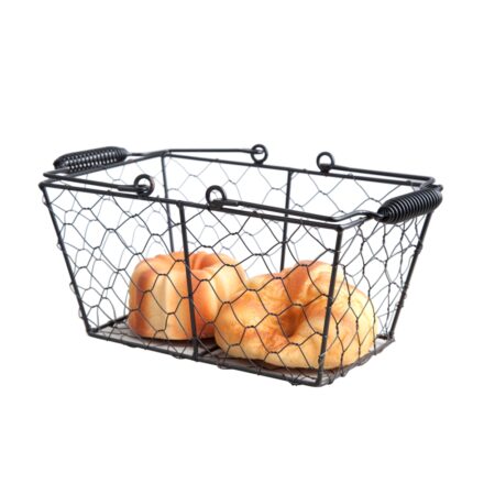 Iron Wire Basket with Linen Cotton Cover, 25x17x12cm, Oval