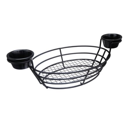 Iron Wire Basket with Ramekin holders 28x20x9.5cm, Oval