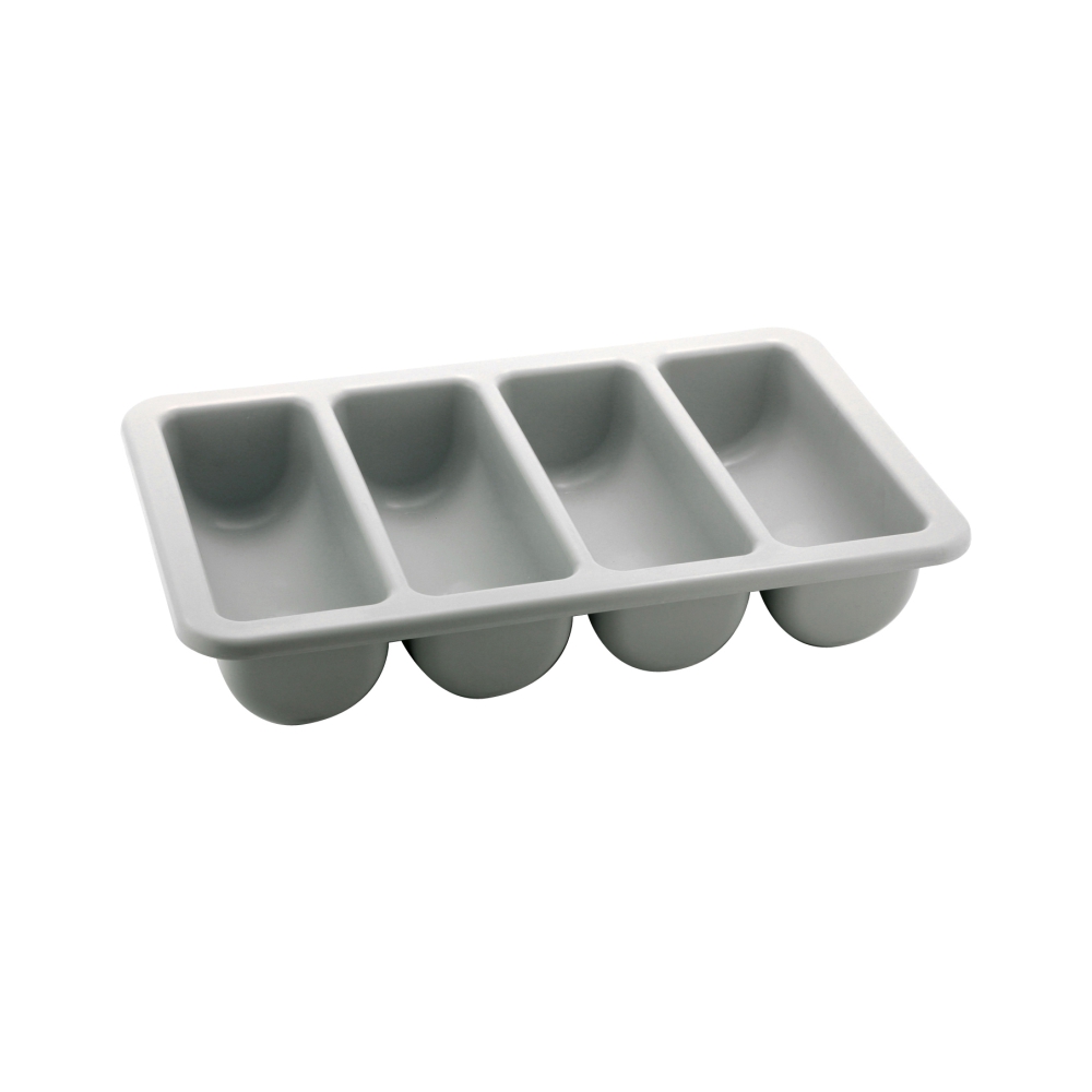 Polypropylene Cutlery Box, 4 Compartment, 55x33x10cm, Grey Sunnex