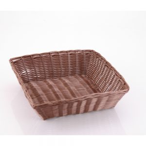 Polypropylene Rattan Basket 24.0x25.5x7.5cm Square Light Brown (C03 Range)