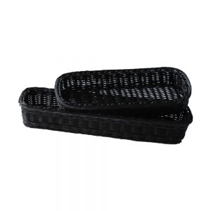 Polypropylene Rattan Basket 28x11x5cm Rectangular Black (C04 Range)