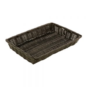 Polypropylene Rattan Basket 33x23x5cm Rectangular Black (C03 Range)