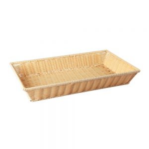 Polypropylene Rattan Basket with Chrome Plated Wire 52.5x32.5x8.0cm Rectangular Beige (C04 Range)