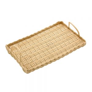 Polypropylene Rattan Basket with Handles 43.5x25.5x3.0cm Rectangular Light Brown (C03 Range)