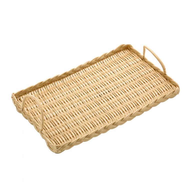 Polypropylene Rattan Basket with Handles 43.5x25.5x3.0cm Rectangular ...