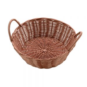 Polypropylene Rattan Basket with Handles dia.20x7cm Round Dark Brown (C03 Range)