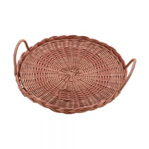 Polypropylene Rattan Basket with Handles dia.31x3cm Round Dark Brown (C03 Range)
