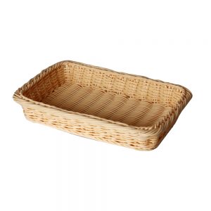 Polypropylene Rattan Basket with Stainless Steel Wire 30x20x5cm Rectangular Beige (C04 Range)