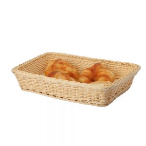 Polypropylene Rattan Basket with Stainless Steel Wire 37x26x7cm Rectangular Beige (C04 Range)