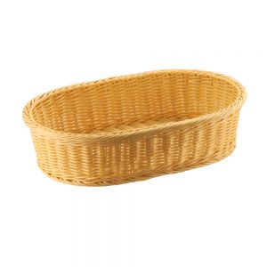 Polypropylene Rattan Basket with Stainless Steel Wire 38.0x26.5x9.0cm Oval Beige (C04 Range)