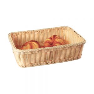 Polypropylene Rattan Basket with Stainless Steel Wire 38.0x28.5x9.0cm Rectangular Beige (C04 Range)