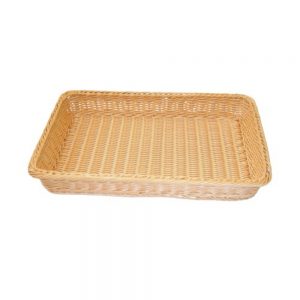 Polypropylene Rattan Basket with Stainless Steel Wire 45x31x6cm Rectangular Beige (C04 Range)