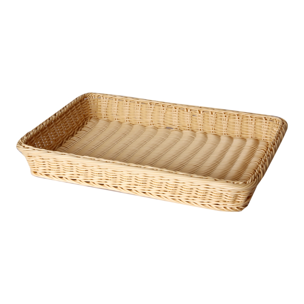 Polypropylene Rattan Basket with Stainless Steel Wire 45x33x6cm Rectangular Beige (C04 Range)