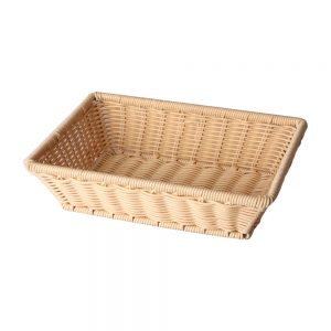 Polypropylene Rattan Basket with Stainless Steel Wire 50x25x6cm Rectangular Beige (C04 Range)