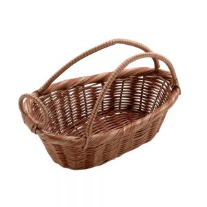 Polypropylene Rattan Basket with Wine Bottle Cradle for Full Bottle 23.0x11.5x9.0cm Dark Brown (C03 Range)