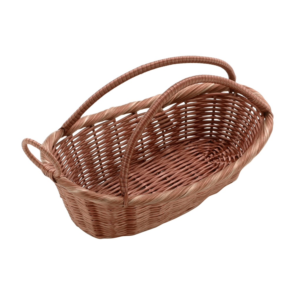Polypropylene Rattan Basket with Wine Bottle Cradle for Full Bottle 26.5x13x10.0cm Dark Brown (C03 Range)