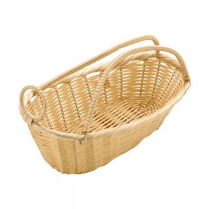 Polypropylene Rattan Basket with Wine Bottle Cradle for Full Bottle 26.5x13x10.0cm Light Brown (C03 Range)