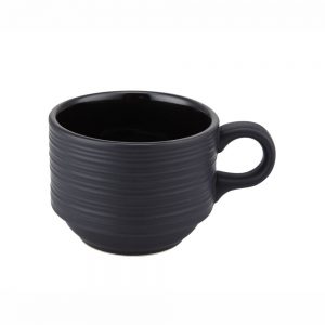 Porcelain Matt Ribbed Coffee Cup, 200ml7fl.oz (Black)-CDP018K