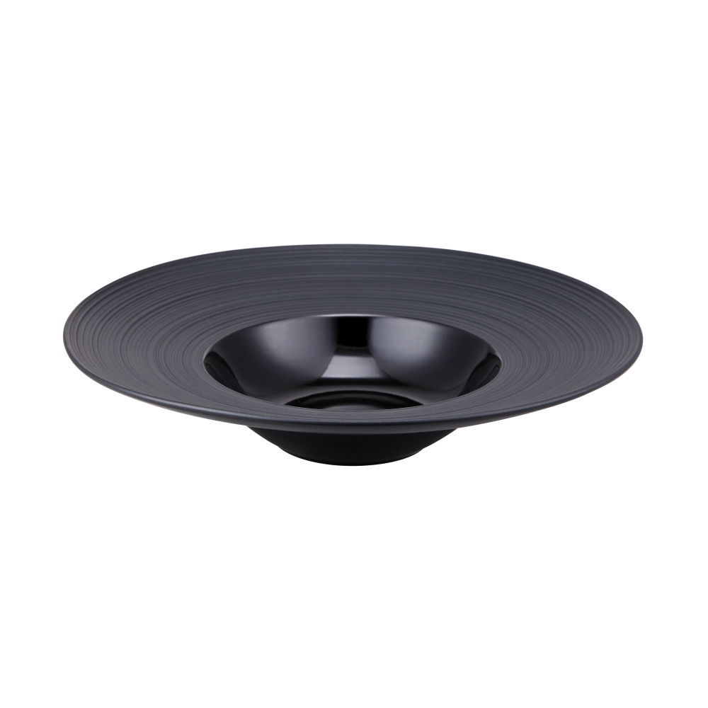 Porcelain Matt Ribbed Round Bowl, dia.18cm 7.0inch (Black)-CDP014K