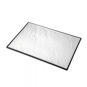 Porcelain Rectangular Platter, 35cm/14inch (White with Black Trim)