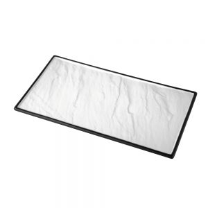 Porcelain Rectangular Platter 35cm/14inch (White with Black Trim)
