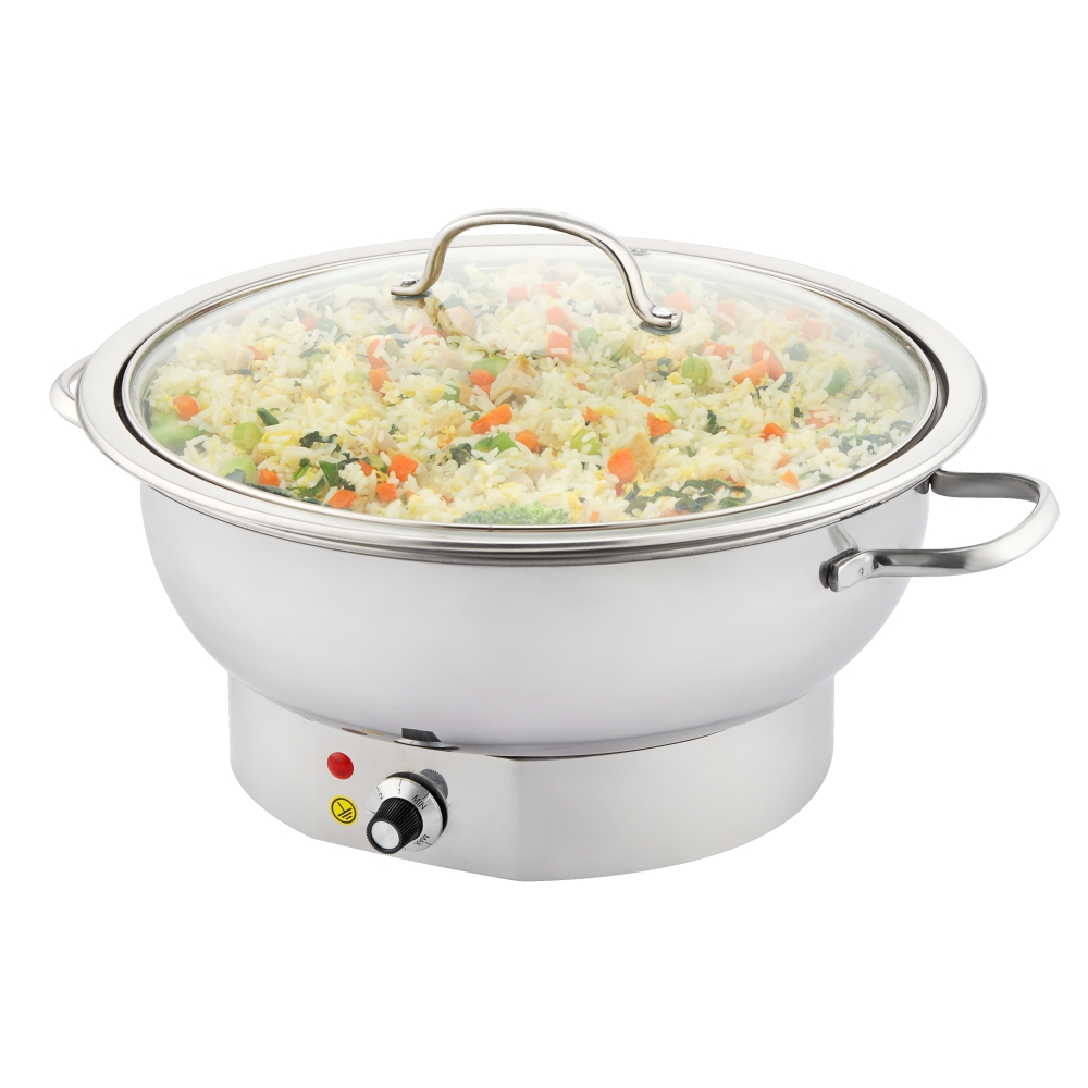 Round 3.8L Electric Stainless Steel Chafer with Glass Cover (83 Series)-X83521