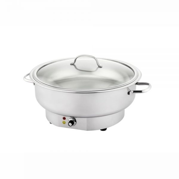 Round 6.8L Electric Stainless Steel Chafer with Glass Cover (83 Series)-X83621