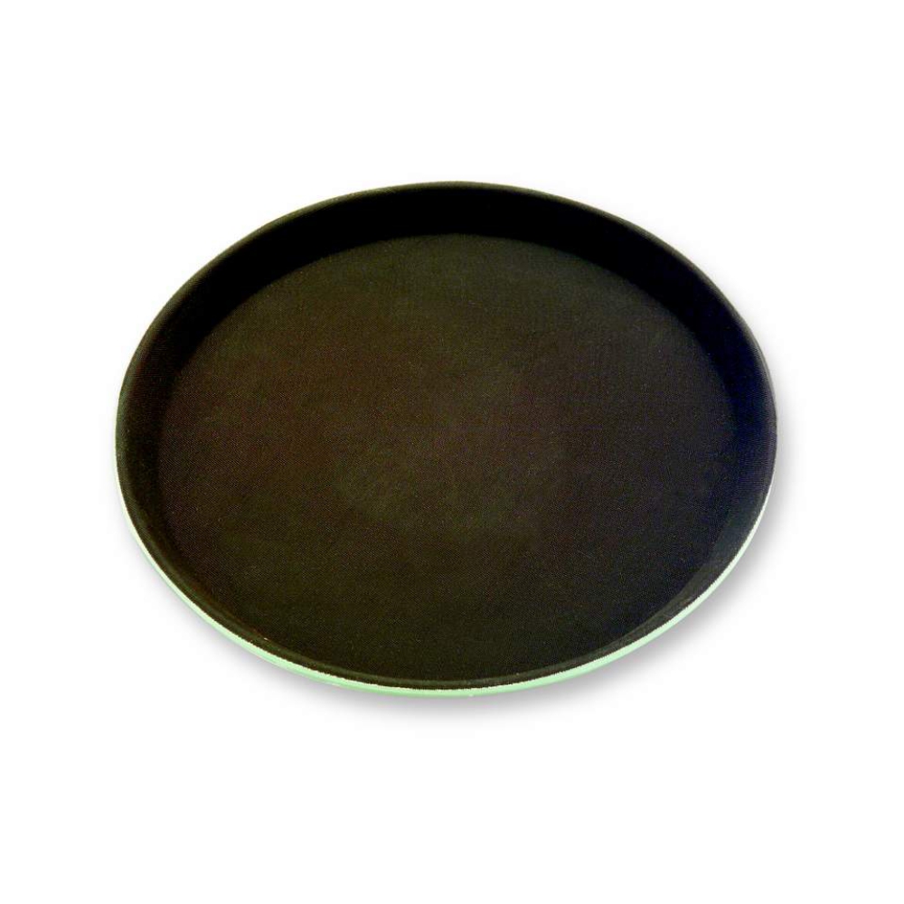 Rubber Surface and Fibreglass Bottom Non-Slip Tray 27.5cm/11inch, Round (Black)