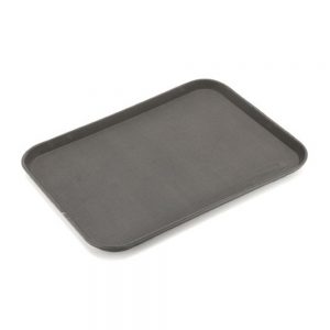 Rubber Surface and Fibreglass Bottom Non-Slip Tray 35.5cmx46cm/14inchx18inch, Rectangular (Black)