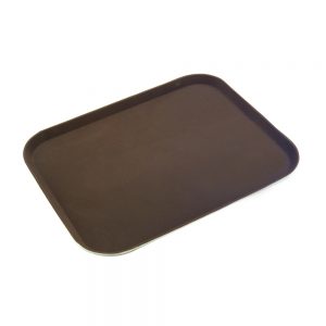 Rubber Surface and Fibreglass Bottom Non-Slip Tray 35.5cmx46cm/14inchx18inch, Rectangular (Brown)
