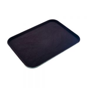 Rubber Surface and Fibreglass Bottom Non-Slip Tray 38cmx51cm/15inchx20inch, Rectangular (Black)