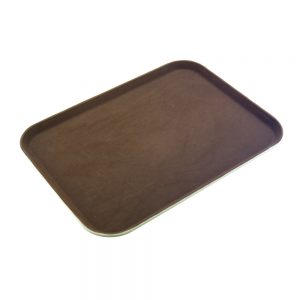 Rubber Surface and Fibreglass Bottom Non-Slip Tray 38cmx51cm/15inchx20inch, Rectangular (Brown)