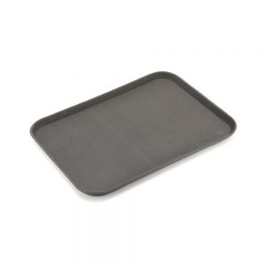 Rubber Surface and Fibreglass Bottom Non-Slip Tray 40cmx56cm/16inchx22inch, Rectangular (Black)